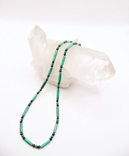 Collier Malachite et Obsidienne