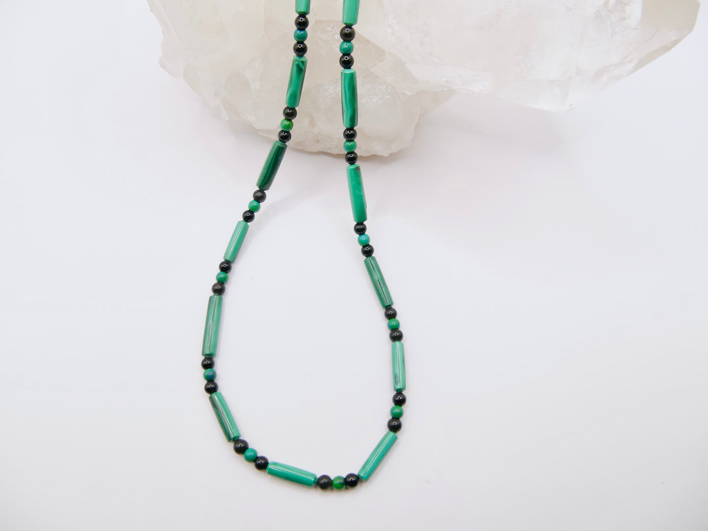 Collier Malachite et Obsidienne